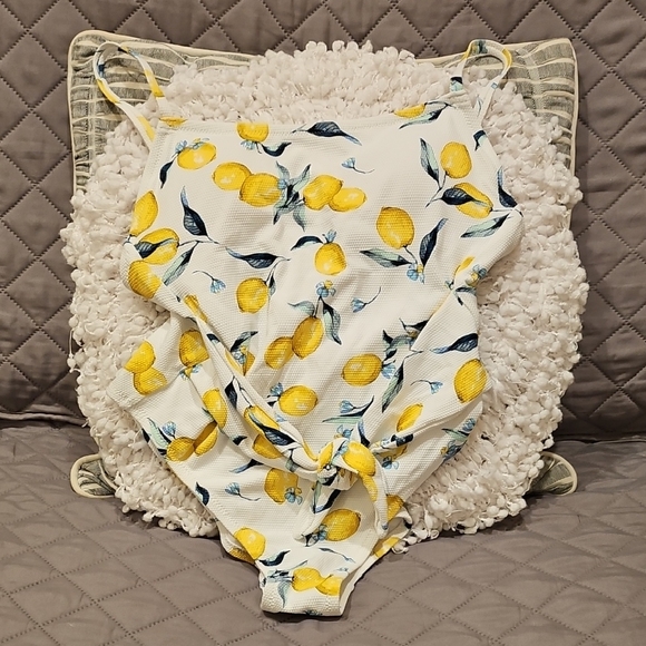 Jessica Simpson Lemon Print One Piece Swimsuit - Picture 7 of 16